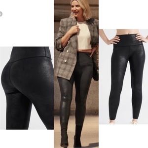 Knix vegan leather sculpting high rise metallic Papaya Sculpt Legging Size XL